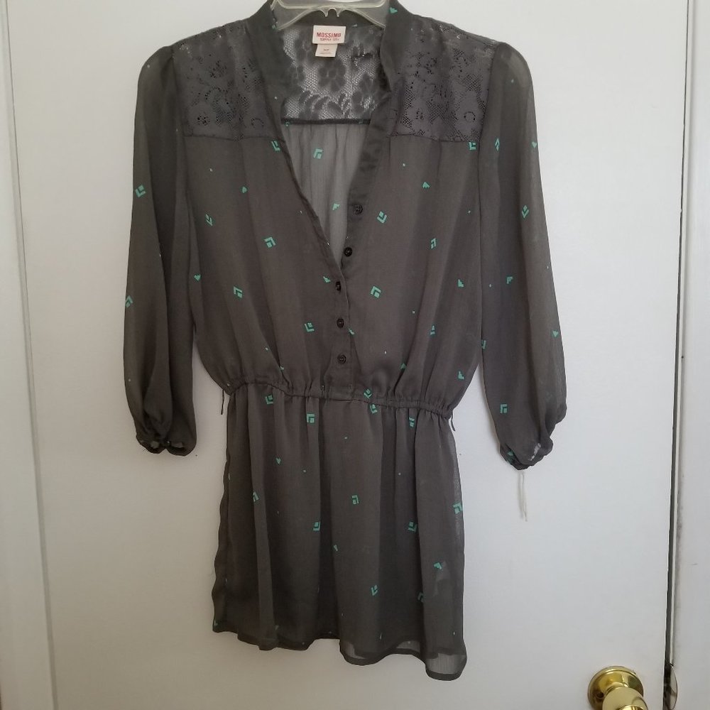 Mossimo Sheer Blouse with Elastic Waist Size S